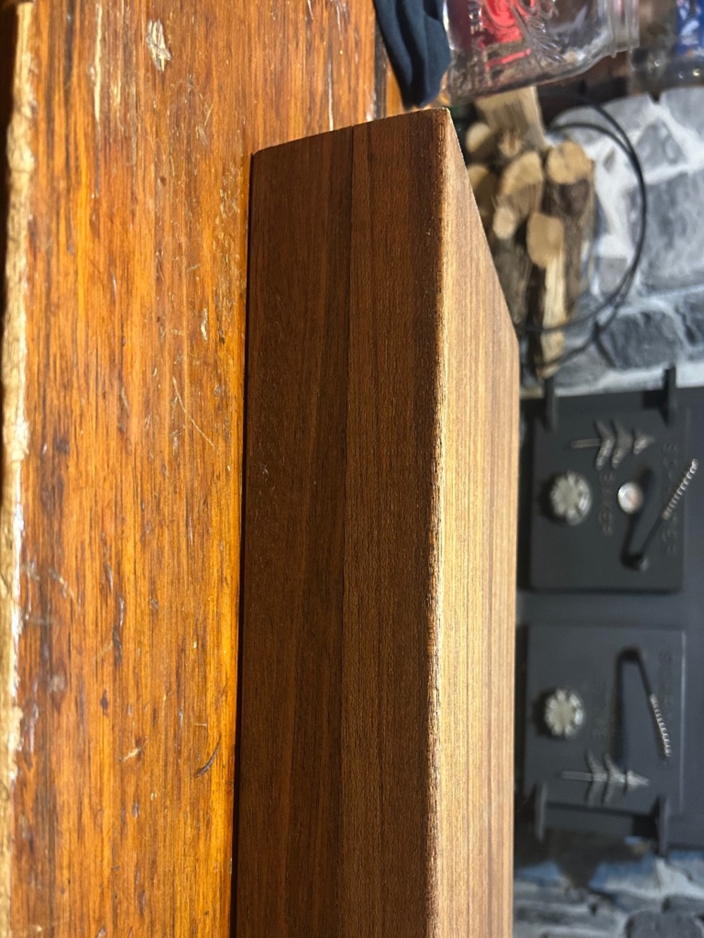Vintage wood knife block cutting board 12 1/2 x 9 1/2 x 3 1/2